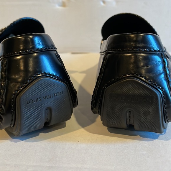 LOUIS VUITTON MENS EMBOSSED LOGO SLIP ON LOAFERS GENUINE LEATHER BLACK 10.5 Wide - Picture 5 of 10